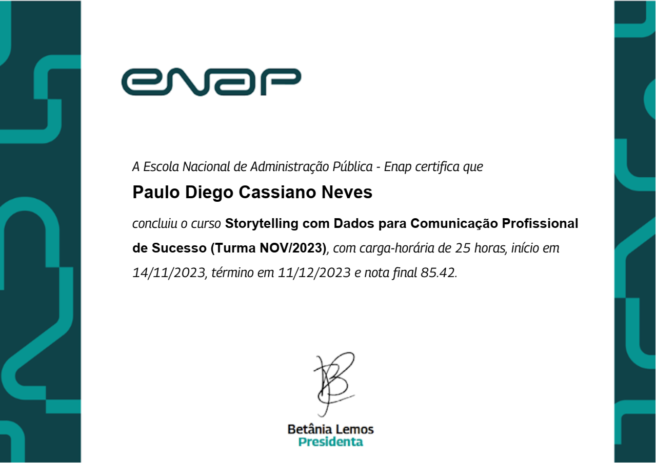 Certificado Storytelling com Dados